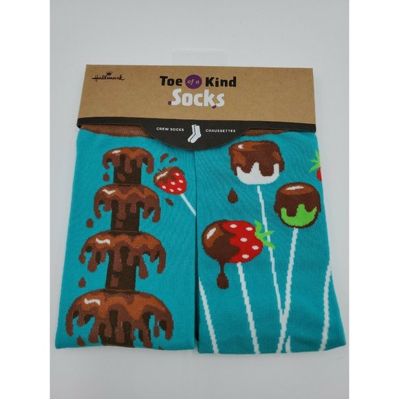 HALLMARK Crew Socks Toe of a Kind Chocolate Fountain Print New with Tags - Picture 1 of 3